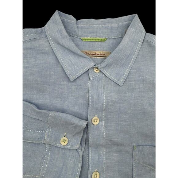 Tommy Bahama Shirt Mens Size XL Blue Relax 100% Linen Long Sleeve Button Up - Picture 4 of 7